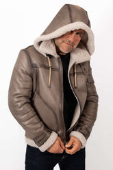 Men's leather coat Victor with hood